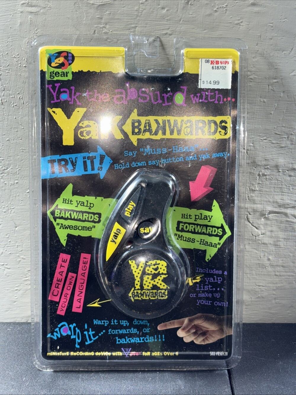 1996 Yak BakWards Audio Recording toy Yes! Gear